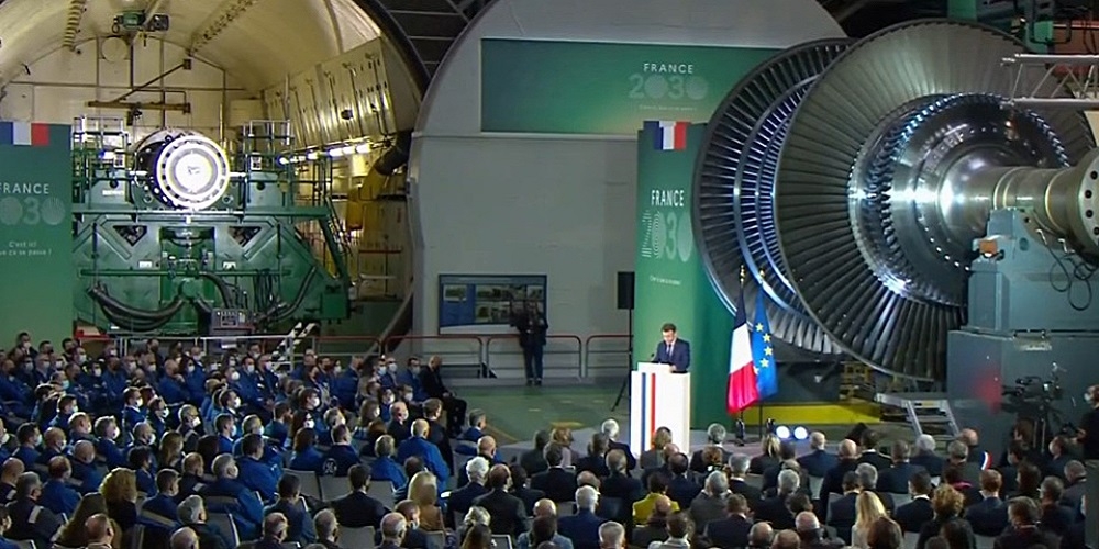 Emmanuel Macron lors de son discours de Belfort