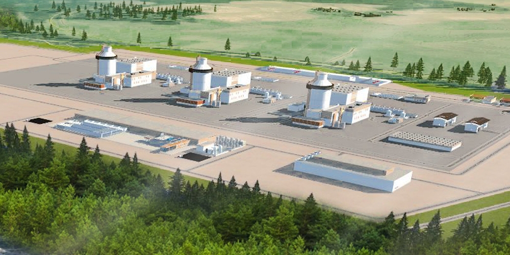 Illustration des geplanten Kernkraftwerks am Standort Lubiatowo-Kopalino in Pommern.