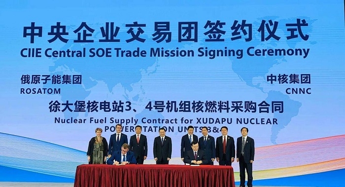Anfang November 2019 unterzeichneten China und Russland die Verträge zur Brennstoffversorgung von Xudabao-3 und -4.