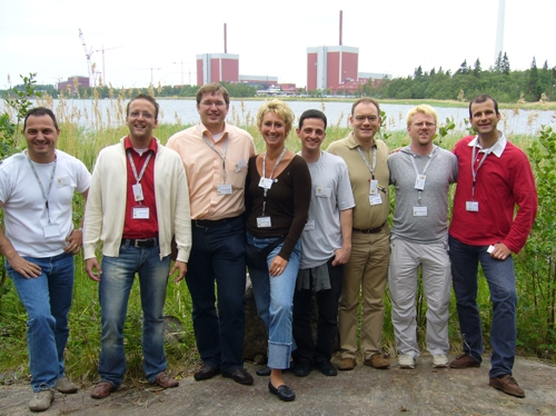 Die Schweizer Delegation am International Youth Nuclear Congress 2006 (von links nach rechts): Alois Heggli, René Saraffian, André Fassbender, Alexandra Homann, Thomas Bichsel, Marco Streit, Matthias Horvath, Gerhard Kögl.