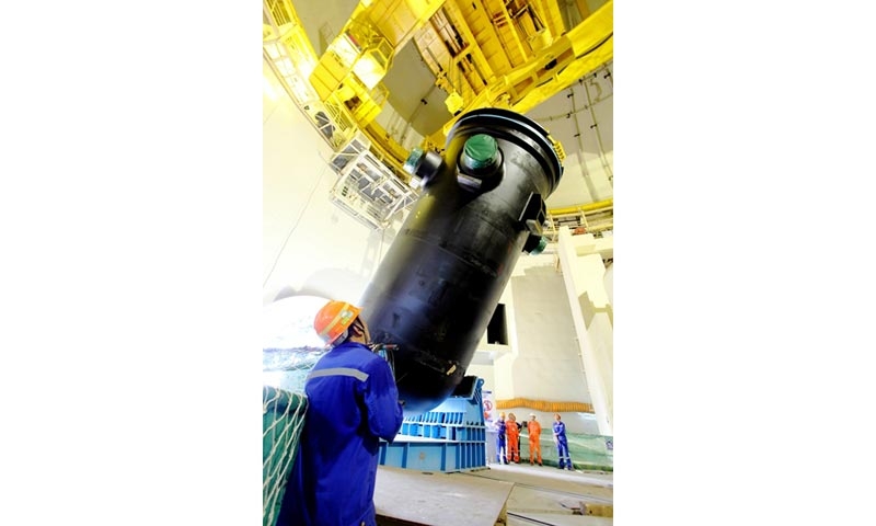 La cuve du réacteur de Changjiang 2 a été placée début juin 2014, sur l’île chinoise d’Hainan.