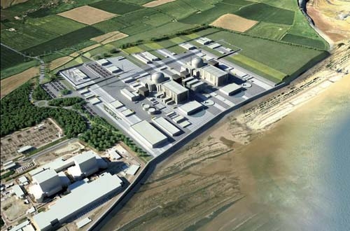 et aujourd&#39;hui: montage de la centrale nucléaire projetée à Hinkley Point.