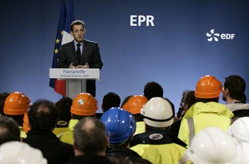 Nicolas Sarkozy während seiner Rede in Flamanville: «Sollte ein dritter EPR nötig werden, so werde ich diesen Entscheid fällen.»