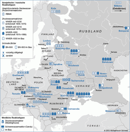 Les centrales nucléaires de l'Europe le l'est