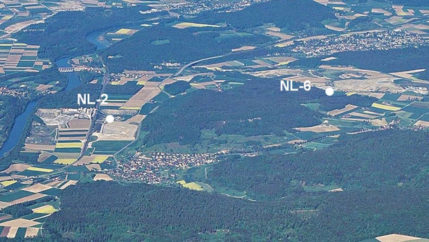 Nördlich Lägern: Luftbild mit den Standortarealen «NL-2» und «NL-6».