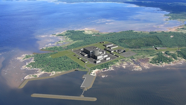 Le gouvernement finlandais dit oui au projet de construction Hanhikivi 1. C'est désormais au Parlement de se prononcer.  (Photomontage du réacteur à eau sous pression de 1200 MW du type russe avancé AES-2006 Hanhikivi 1 sur le site de Pyhäjoki)