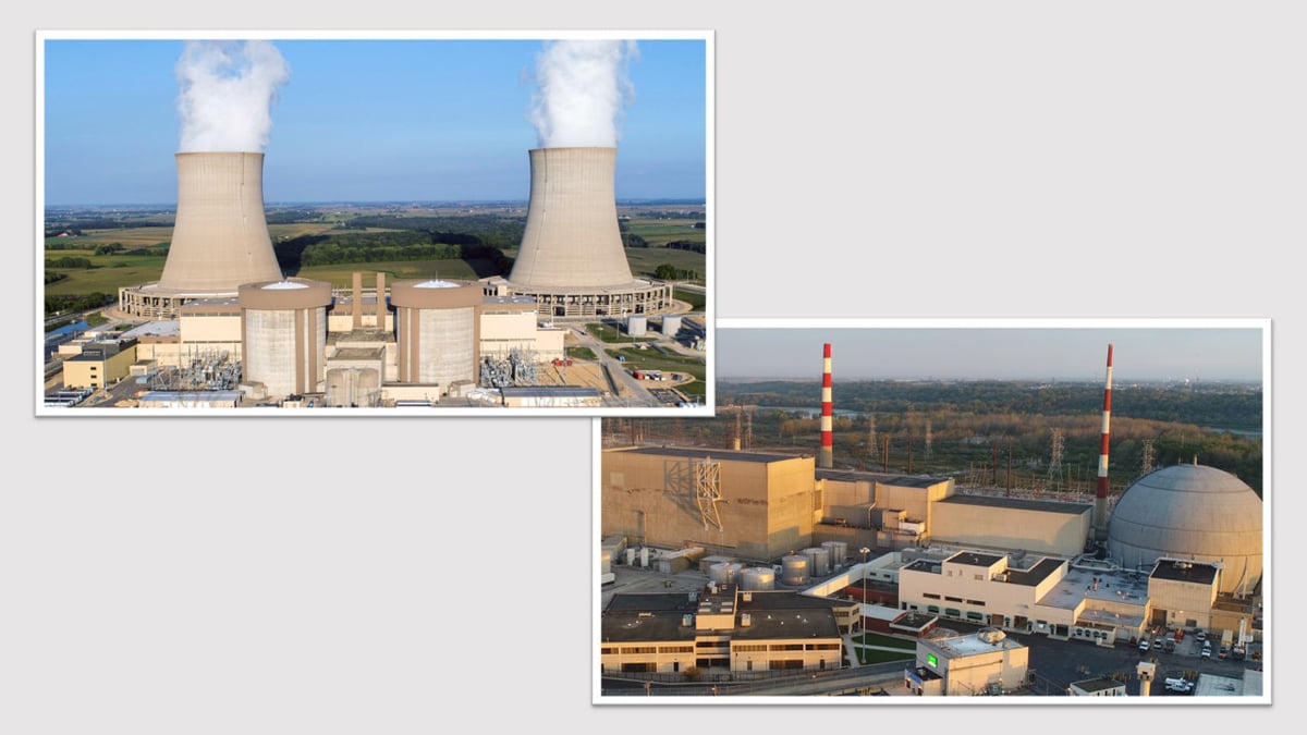 Les centrales nucléaires de Byron (gauche) et de Dresden seront reconnectées au réseau lorsque l'État de l’Illinois aura adopté une nouvelle loi qui octroie des moyens financiers au secteur nucléaire.