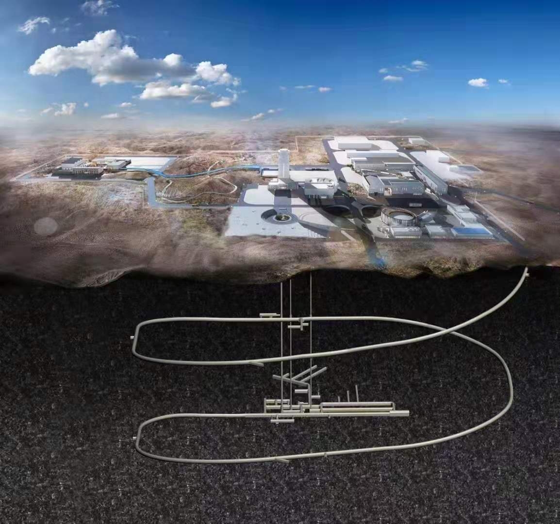 La laboratoire souterrain de Beishan se composera d’une rampe en spirale, de trois puits verticaux et d’une galerie horizontale.