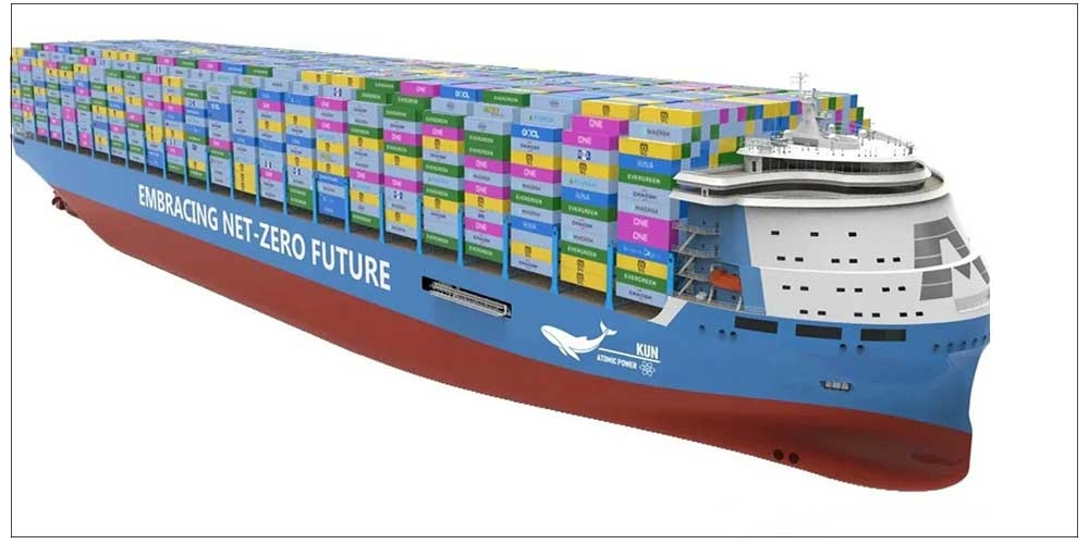 Modell des Containerschiffs vom Typ KUN24-AP