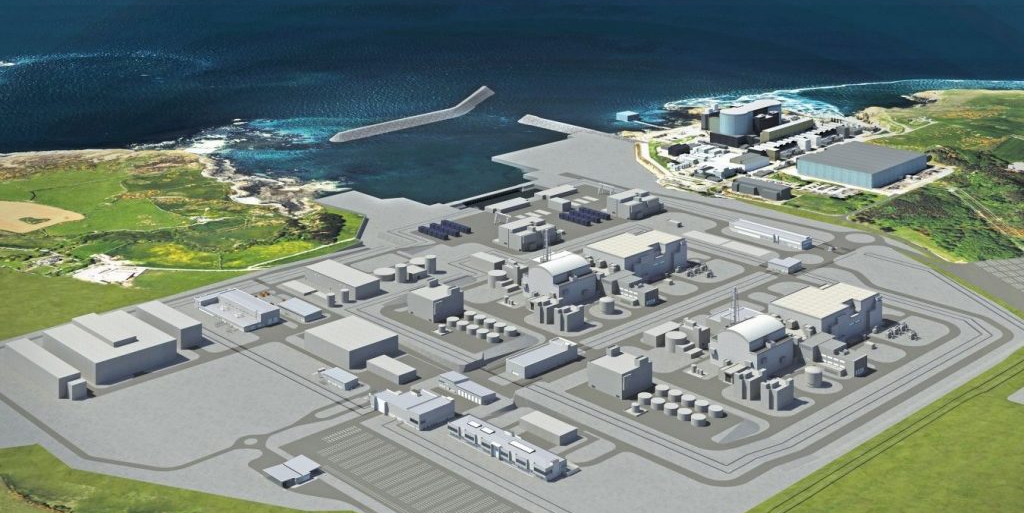 Computergenerierte Darstellung eines Kernkraftwerks am Standort Wylfa in Nordwales